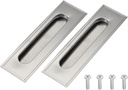 uxcell 2 Pcs Finger Flush Pulls, 5.6" Stainless Steel Rectangle Sliding Door Handle Recessed Pocket Door Pull with Invisible Screw Hole for Home Bathroom Barn Closet Window, Silver Tone