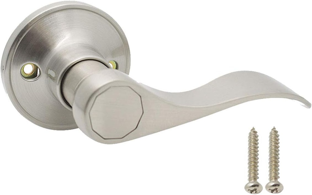 Gobrico 1 Pack Satin Nickel Right Hand Half Dummy Door Lever Handle, Drop Style Interior Decorative Door Knob
