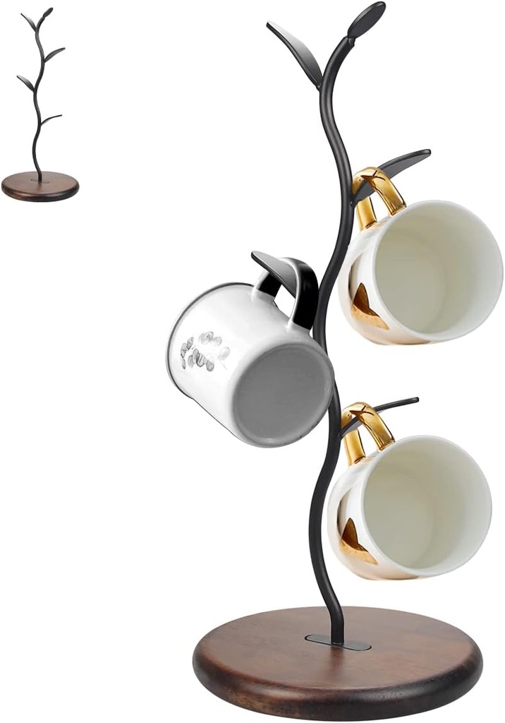 Mug Holder Stand, Countertop Mug Tree, Coffee Pod Holder with Mug Rack, Coffee Counter Bar Accessory & Kitchen Organizer