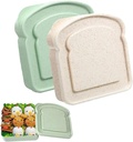 Sandwich Containers, Sandwich Containers for Lunch Boxes Plastic Toast Shape Food Storage Sandwich Box with Lid, BPA Free and Reusable, Microwave & Dishwasher Safe, for Family Adults (Green White)