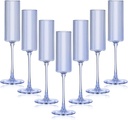 16 Pack Plastic Champagne Flutes, 5.5 Oz Unbreakable Goblet Glasses Reusable Champagne Toasting Cups & Elegant for Wedding Party Anniversary Christmas Birthday (5.5oz-Ribbed-Blue-16pack)