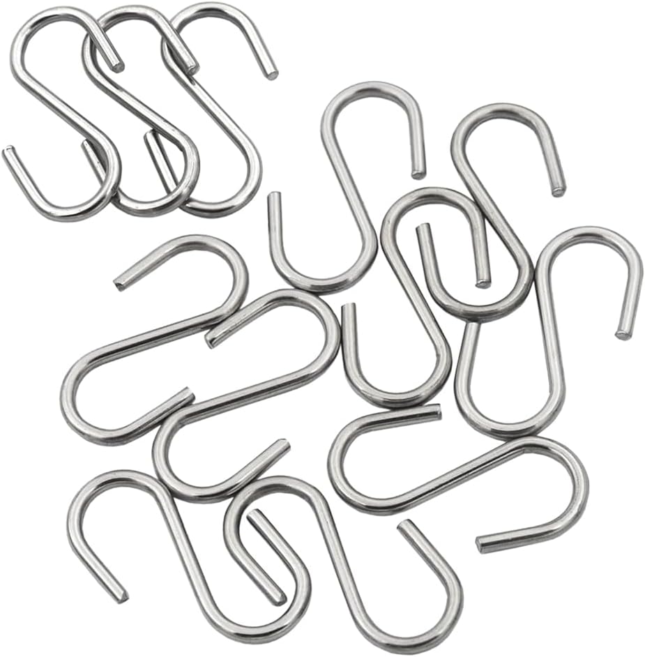 DGOL 80 pcs 304 Stainless Steel Mini Size 1-3/16 inch Long S Hooks Loading 40 lbs for Hanging or Craft Project