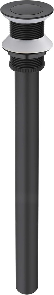 KIBI Bathroom Sink Pop-Up Drain Stopper with 12" Tailpiec, Without Overflow, Solid Brass, Rust-Resistant, Modern Drain Assembly for Vanity Sinks, Pop-Up Drain for Bathroom Sink, Matte Black