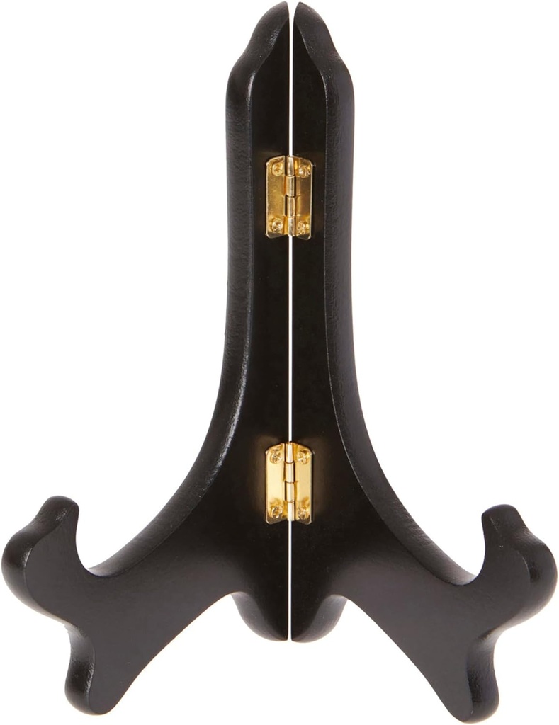 Bard's Hinged Black MDF Wood Plate Stand, 7" H x 6" W x 4.25" D (7" - 9" Plates)