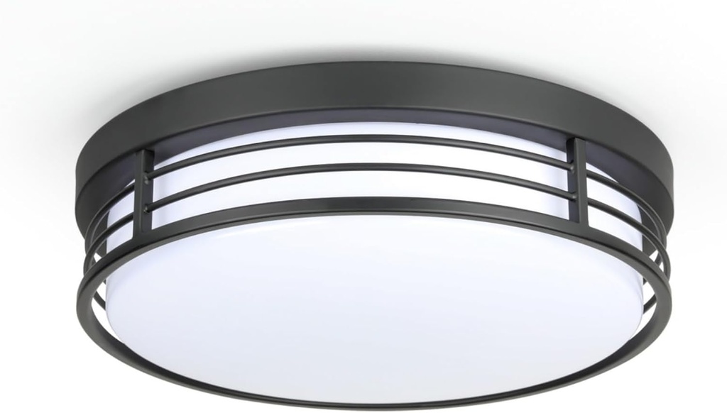 WISBEAM 13 Inch Matte Black Flush Mount Ceiling Light, 23W LED Ceiling Lighting Fixture with 5CCT(2700K/3000K/3500K/4000K/5000K), Dimmable LED Light Fixtures Ceiling Mount for Kitchen Bathroom Hallway