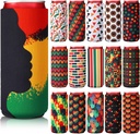 16 Pcs Juneteenth Can Cooler Sleeves Freedom Day Soda Beer Drink Cooler Sleeve African Afro Black American Party Supplies Reusable Can Holders (Juneteenth, Long)