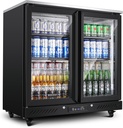 BODEGACOOLER Back Bar Cooler with 2 Glass Doors,7.7 Cu.ft Commercial Back Bar Beverage Refrigerator Counter Height,LED Lighting for Soda Drinks,Beer,Wine Stainless Steel Top,DOE Approved,4 Casters