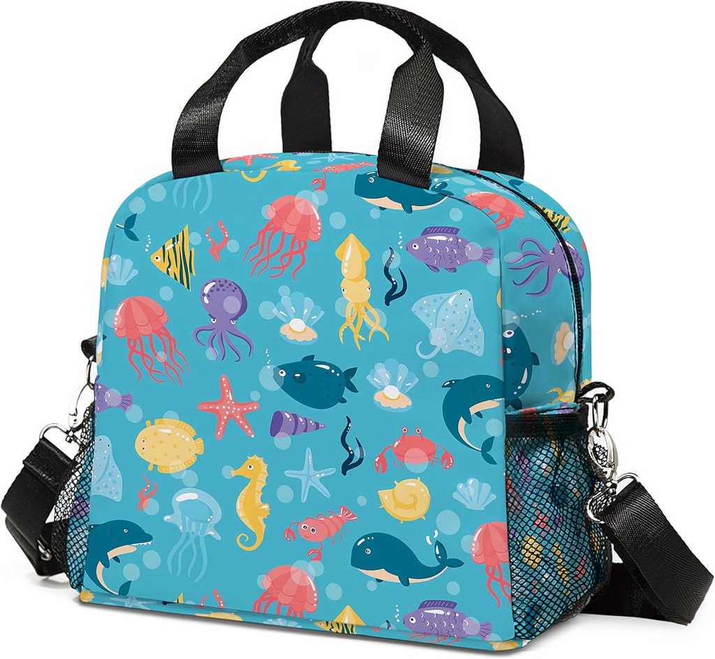 Underwater Marine Animals and Plants LunchBox for kids Boys Girls,Under the Sea Lunch Box for School,Underwater World LunchBag for Student Office Picnic Travel Camping Beach