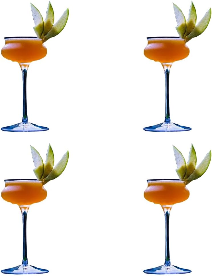 Crystal Glass Cocktail Glasses Set of 4, Lead-Free Crystal Margarita, Martini, Champagne Glasses, Elevate Your Drinking Experience (4.91fl oz)