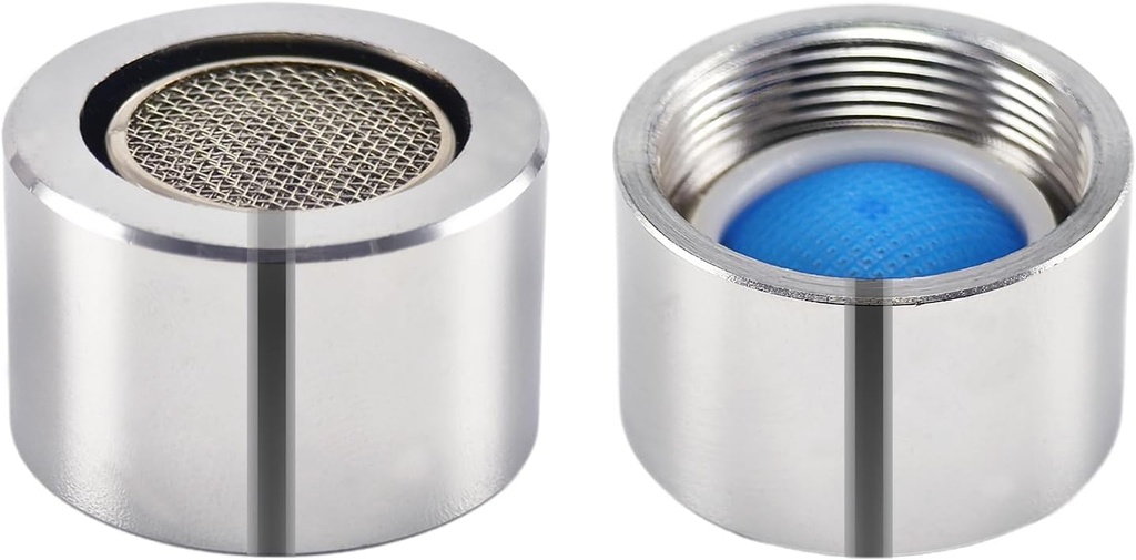 2-Pack Faucet Aerators, M24 Faucet Filter, Chrome Brass Mixing Nozzle Key, Faucet Aerator Replacement for Kitchen and Bathroom (24mm Internal Thread)