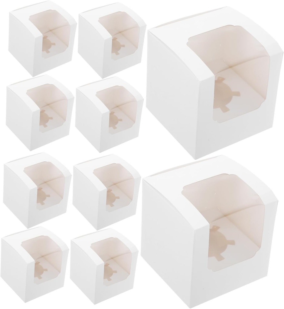 PRETYZOOM 20pcs Cupcake Boxes Window Individual Cupcake Holders Inserts Portable Carrier for Parties and Events for Bakery and