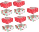 GANAZONO 10pcs Christmas Cupcake Boxes Transparent Window and Design for Fits Standard and Jumbo Material