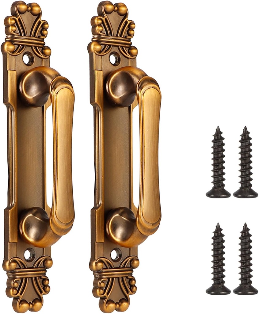 Milltrip 2Pcs/Set European Style Door Handle, Zinc Alloy European Style Antique Cabinet Door Pull Handle, Cabinet Door Handle Vintage Gate Fence Drawer Cabinet Pull