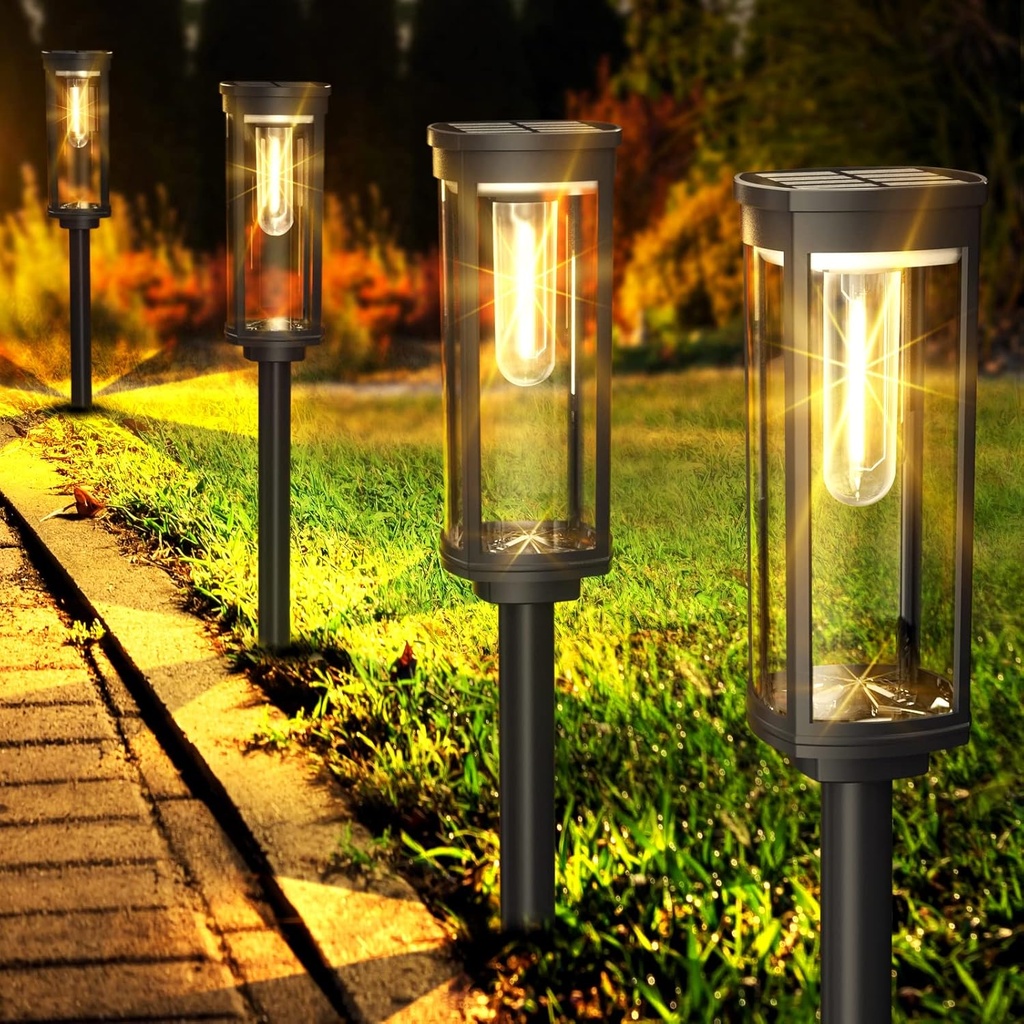 Solar Pathway Lights Outdoor 8 Pack, Bright Solar Path Lights Outside Waterproof, Sidewalk Lights Solar Powered Landscape Light for Walkway Driveway Lawn Patio Yard Garden