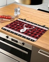 Christmas Countertop Burners Protection Mats for Kitchen, Elk Deer Snowflakes Vintage Plaid Red Rubber Stove Top Cover Mat, Heat Proof Mats Cooktop Cover for Counter Dish Drying Mat, 24"x21"