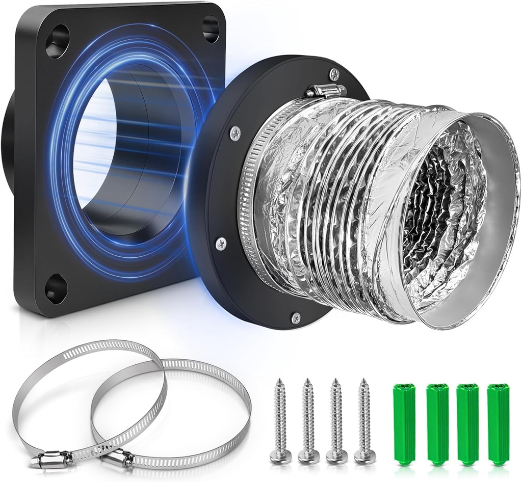 Magnetic Dryer Vent Coupler Strong Magnetic Self-connection，Magnetic Dryer Vent Coupling with a Built-in 4-inch Sealed Hose，Magnetic Dryer Vent Connector Kit for Connection and Disconnection(BLACK)