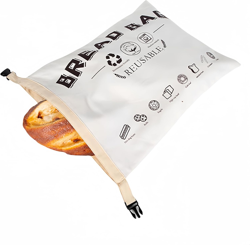 HAN SHENG Reusable Bread Bags for Homemade Bread Cotton Bread Storage Bags Bread Container with TPU Inner Liner for Homemade Bread Storage