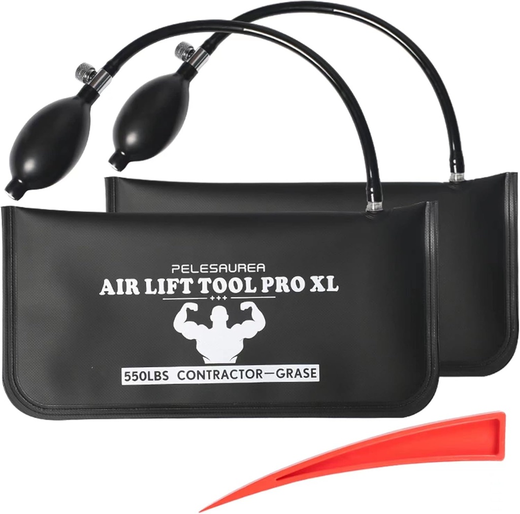 Air Wedge Bag 2pcs, Inflatable Air Shim with Pry Bars, Commercial Grade Air Wedge Pump Kit