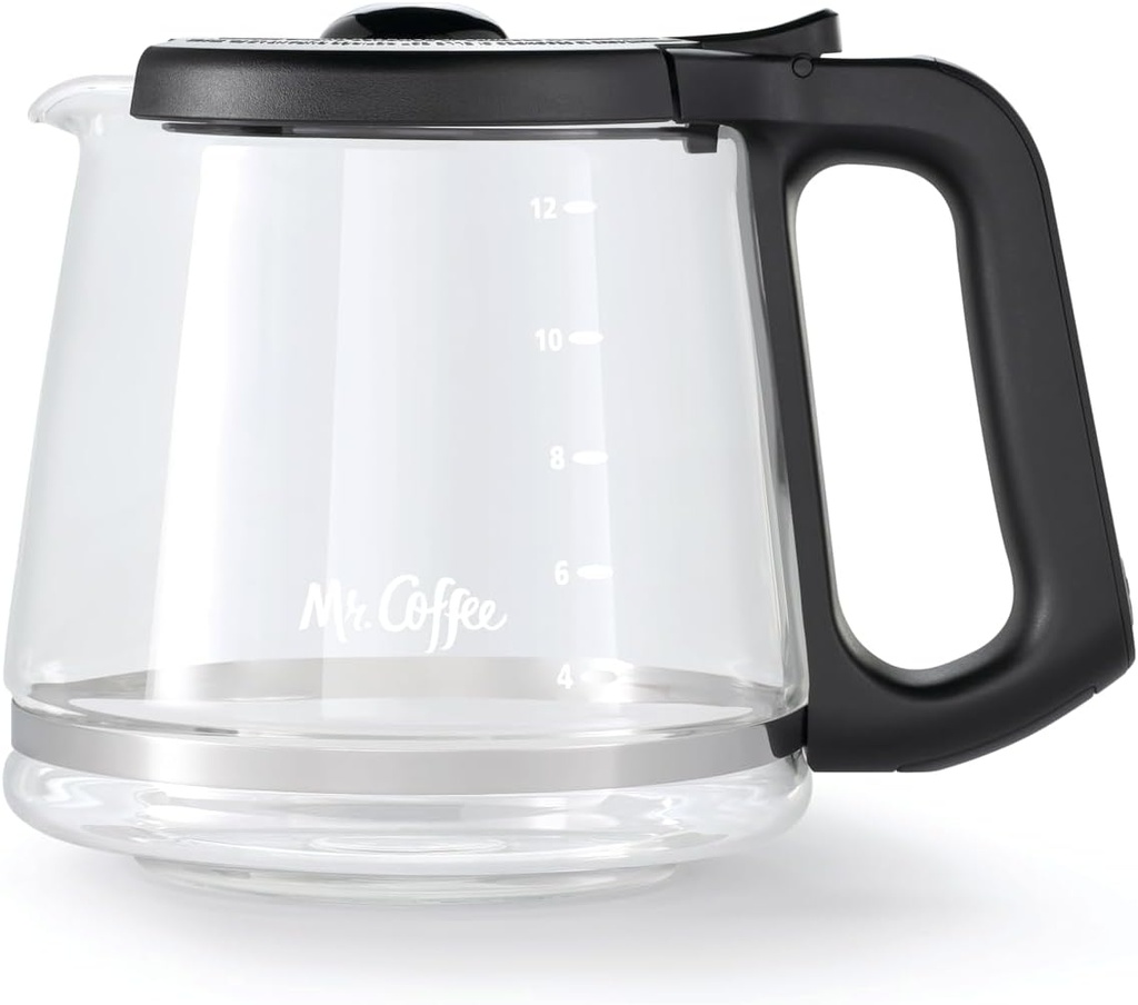 Mr. Coffee 12-Cup Replacement Carafe – Compatible with Mr. Coffee 12 Cup Machines, Glass Pot with Black Handle