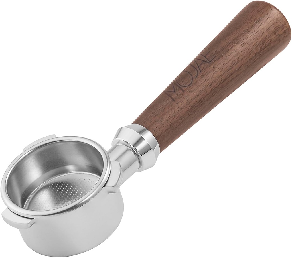 MOJAE 54mm Bottomless Portafilter with Filter Basket,3 ears Espresso Portafilter with Stainless Steel and Walnut Handle, Fits for Breville Espresso Machines