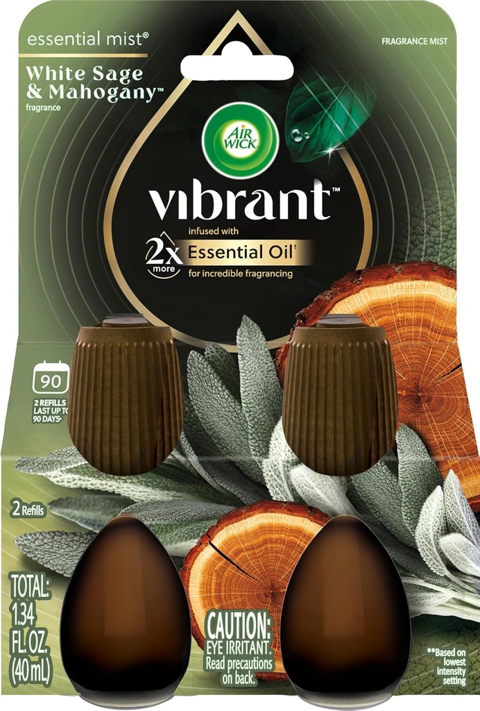 AIR WICK Essential Mist Twin Refill – White Sage & Mahogany (2x.67) oz.