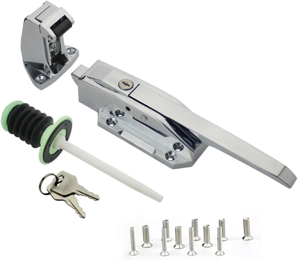 Walk in Cooler Door Handle,Freezer Door Handle, Walk in Cooler Door Closer Complete Latch Kit, Offset -1/5 In-3/5 in (Silver, 1/5 In-3/5 in(Offset))