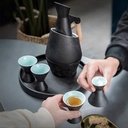 Sake Set Tea Pots, 8Pcs Sake Sets, Japanese Style Ceramic Sake Serving Gift Set Including 1pc Candle Stove, 1pc Warming Mug, 1pc Sake Pot an