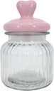 A1U Valentine's Glass Container with Heart Ceramic Lid, Themed-Party Multi-Use Storage Organizer Clear Jar Canisters Gift Stuff Favor Reusable Home Kitchen Decorations, 1 ct. (4.33x6.49-in.)