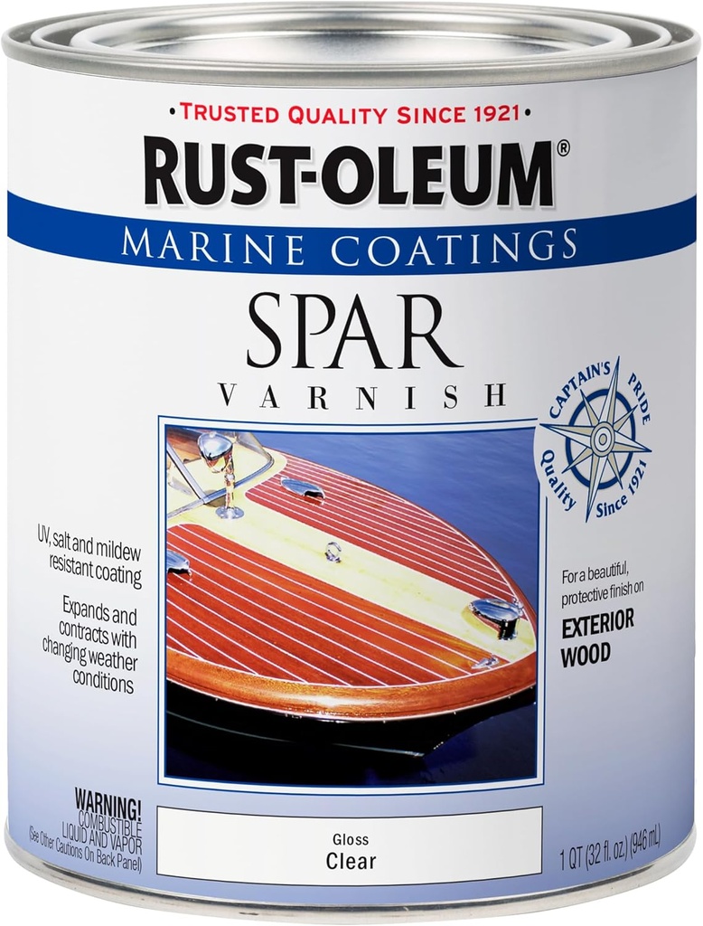 Rust-Oleum 207008 Marine Spar Varnish, Quart, Gloss Clear