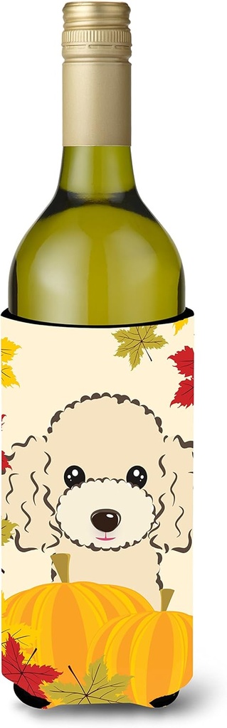 Caroline's Treasures BB2064LITERK Buff Poodle Thanksgiving Wine Bottle Hugger Bottle Cooler Sleeve Hugger Machine Washable Collapsible Insulator Beverage Insulated Holder