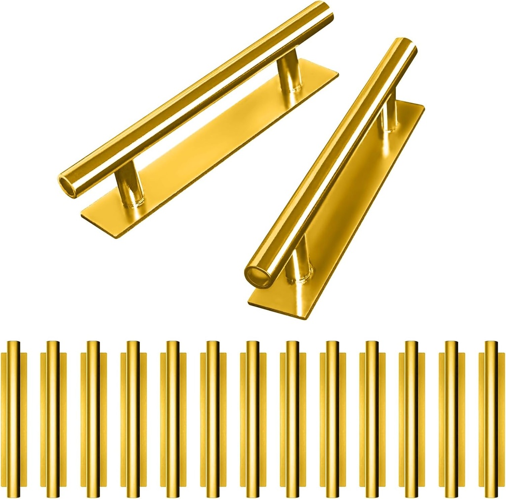 15 Pack kwa heri Self-Stick Push Pull Helper Hidden Cabinet Handle ABS Plastic Door Window Wardrobe Handle Instant Cabinet Drawer Furniture Handles (Golden)