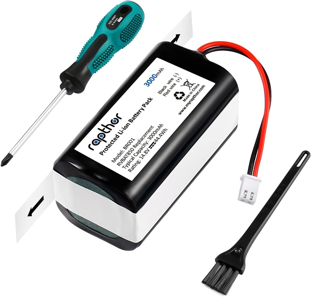 Replacement RVBAT850 Battery for Shark Vacuum ION/IQ/AI Robot for R75, R85, RV761, RV850C, RV1001AE, RV1000S, RV1100VL, UR1000SR, RV700_N, RV720_N (2-Prong Connector, NOT for 3-Prong)