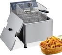 Commercial Deep Fryer 11 L/3.3 gal 1700W,110V|6 LB Basket with 304 Stainless Steel & Rapid Heating System | Splash Guard Lid for Restaurant, Food Truck, Home Kitchen