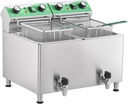 25.3QT/24L Commercial Deep Fryer with Oil Filtration and Timer Electric Deep Fryer with 2 Baskets and Lids Dual Tank Stainless Steel Large Countertop Fryer for Restaurant Use,110V 1750W x 2