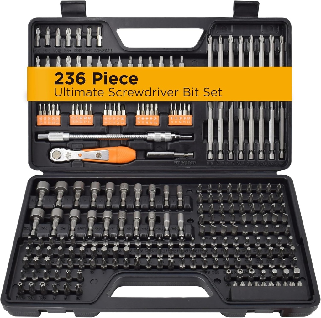 Jackson Palmer 236 Piece Ultimate Screwdriver Bit Set, High Grade Carbon Steel, Includes Hard-to-Find Security Bits & Micro Bits