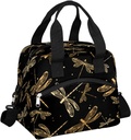 Animal Black Dragonfly Lunch Bag for Women Men Dragonfly Yellow Insulated Large Cooler Box Reusable Meal Prep Bag Waterproof Leakproof Lunch Tote Box for Work Travel Beach Picnic Camping