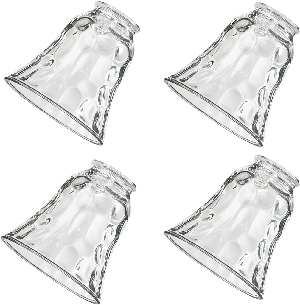 Glass Covers for Ceiling Fan, Glass Shade Replacement for Light Fixture, 4 Pack Glass Globes Clear Water Ripple for Wall Sconce Vanity Lighting Chandelier Pendant Light, 2 1/8" Fitter