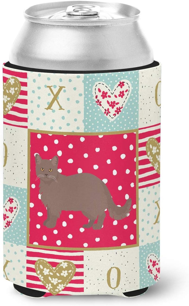 Caroline's Treasures CK5731CC York Chocolate #1 Cat Love Can or Bottle Hugger, Red Cooler Washable Drink Sleeve Collapsible Beverage Insulated Holder, Can Hugger, Multicolor