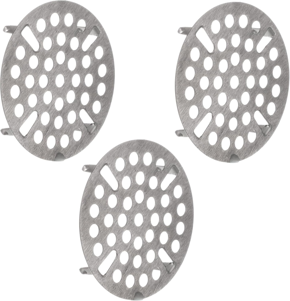 OCS Parts Set of 3 Commercial Kitchen Sink Flat Strainers | Universal Fit 3-Inch Stainless Steel Strainer | Fits Most 3 Tier Compartment Sinks (3-Pack)