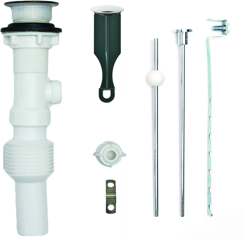 PF WaterWorks PF0755-CH-NO FlexPOPUP Expandable and Flexible Bathroom Sink/Lavatory Pop-Up Drain | Ball/Lift Rod | Flex n Fit Body without Overflow, Chrome