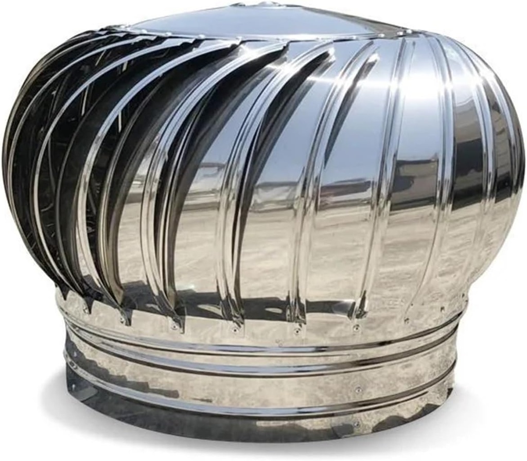 Chimney Cap 110mm-200mm Roof Ventilation Fan Pipefit 304 Stainless Steel Roof Ventilator Wind Turbine Air Vent Ventilator(110mm-Finish Product)