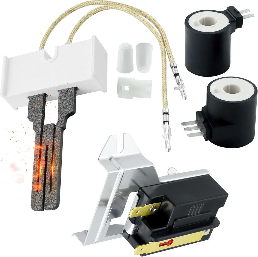 【Upgraded】Gas Dryer Repair Kit for Whirlpool Kenmore Maytag Dryers - 338906 Flame Sensor, 279311 Igniter & Gas Dryer Coil Kit - All-in-One Solution for Heating Issues