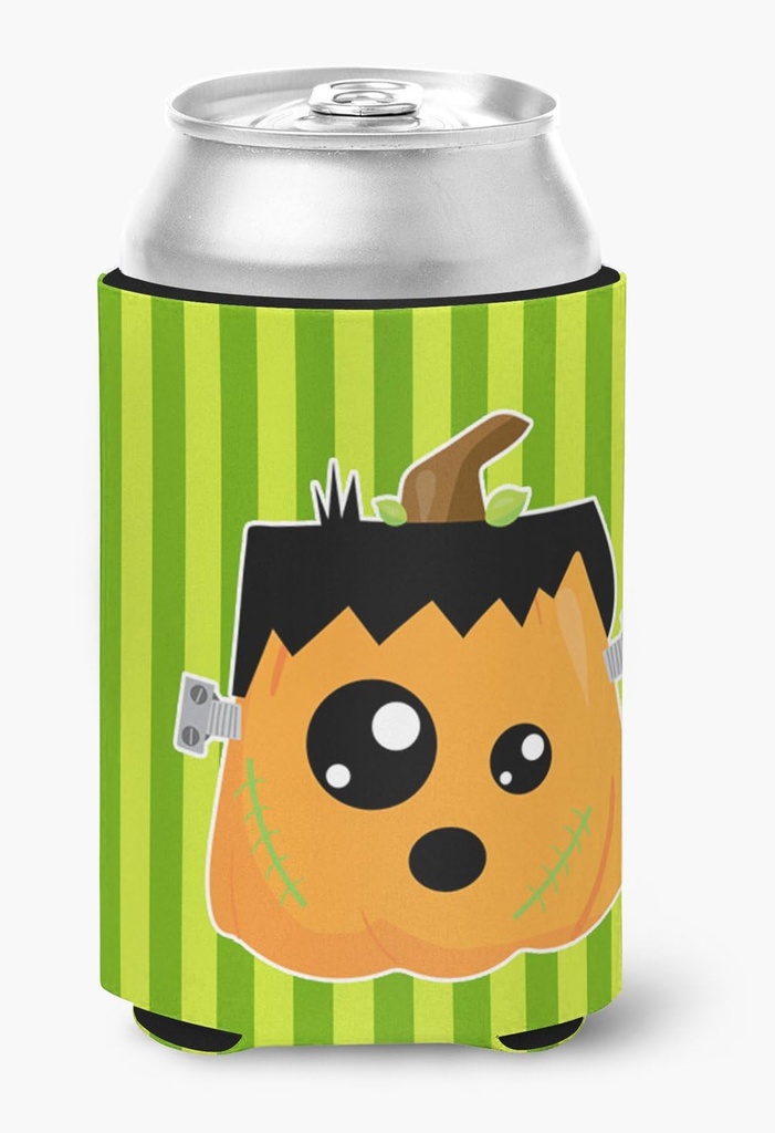 Caroline's Treasures BB6961CC Halloween Pumpkin Frankenstein Can or Bottle Hugger Cooler Washable Drink Sleeve Collapsible Beverage Insulated Holder, Can Hugger, Multicolor