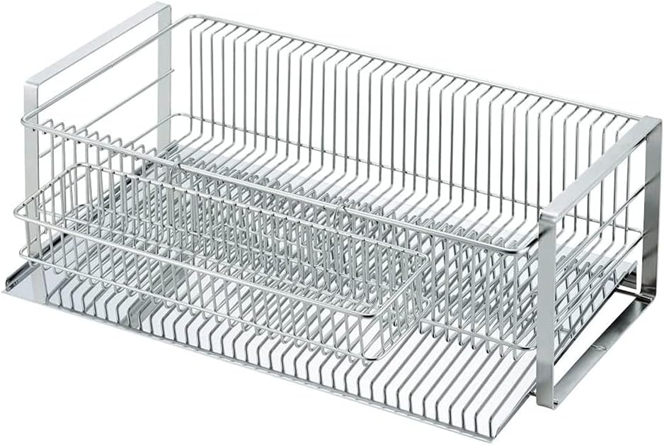 Shimomura Planning 35728 Simple and Refined Dish Drying Rack, Slim Vertical Placement, Made in Japan, Suitable for Various Tableware, Can Hold Small Items, Water Flow Tray, Chopsticks Pocket, Kitchen,