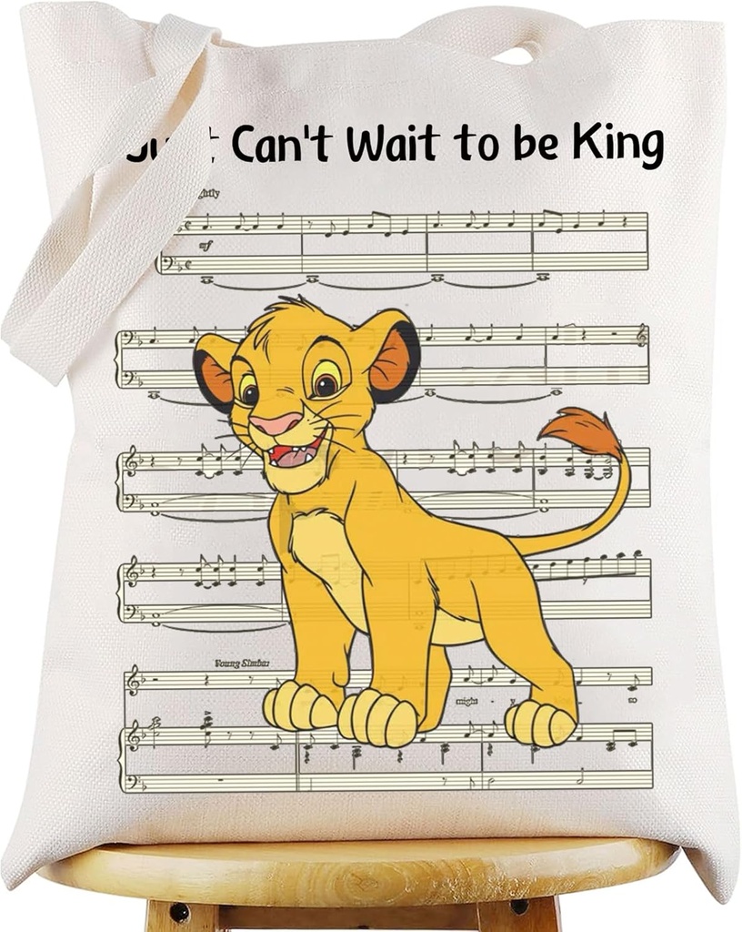 WZMPA Lion Canvas Tote Bag - Lion Fans Gift 'I Just Can't Wait To Be King' Reusable Bag