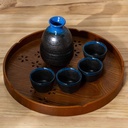 5-Piece Japanese Sake Set include 1PC Sake bottle and 4PCS Sake Cups Ceramic Sake Set Box,Brass