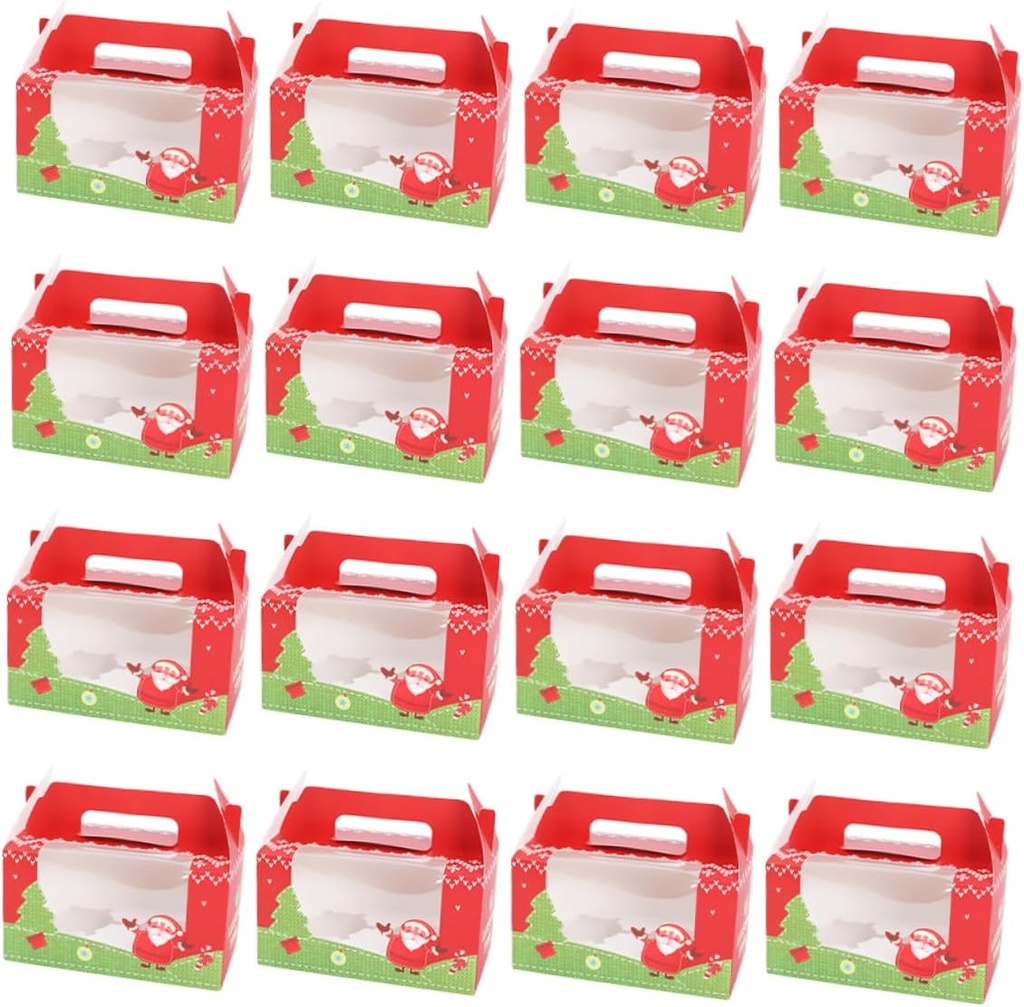Cabilock 20pcs Christmas Cupcake Boxes Window Food-grade Containers for Treats Secure Inserts for Homemade Desserts Holiday Packaging