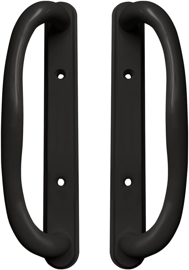 10" Olympus Sliding Patio Glass Non-Keyed Dummy Handle Set Replacement - Fits 3-15/16" inches Hole Spacing, and 1-1/4" to 2-1/4" Door Thickness - No Latch (Black)