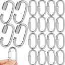 20PCS 1/4 inch Stainless Steel Chain Links, M6 Oval Quick Link Carabiner, Small Threaded Quick Chain Clip, Rope Connector for Camping, Hiking, Swing, Hammocks, Outdoor & Gym - 620lbs Load