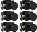 goldenwarm Black Door Knobs Interior, Zinc Alloy Square Ball Matte Black Privacy Door Knobs for Bedroom, Bathroom,Heavy Duty Interior Door Knob Bulk - Modern & Stylish(6 Pack)